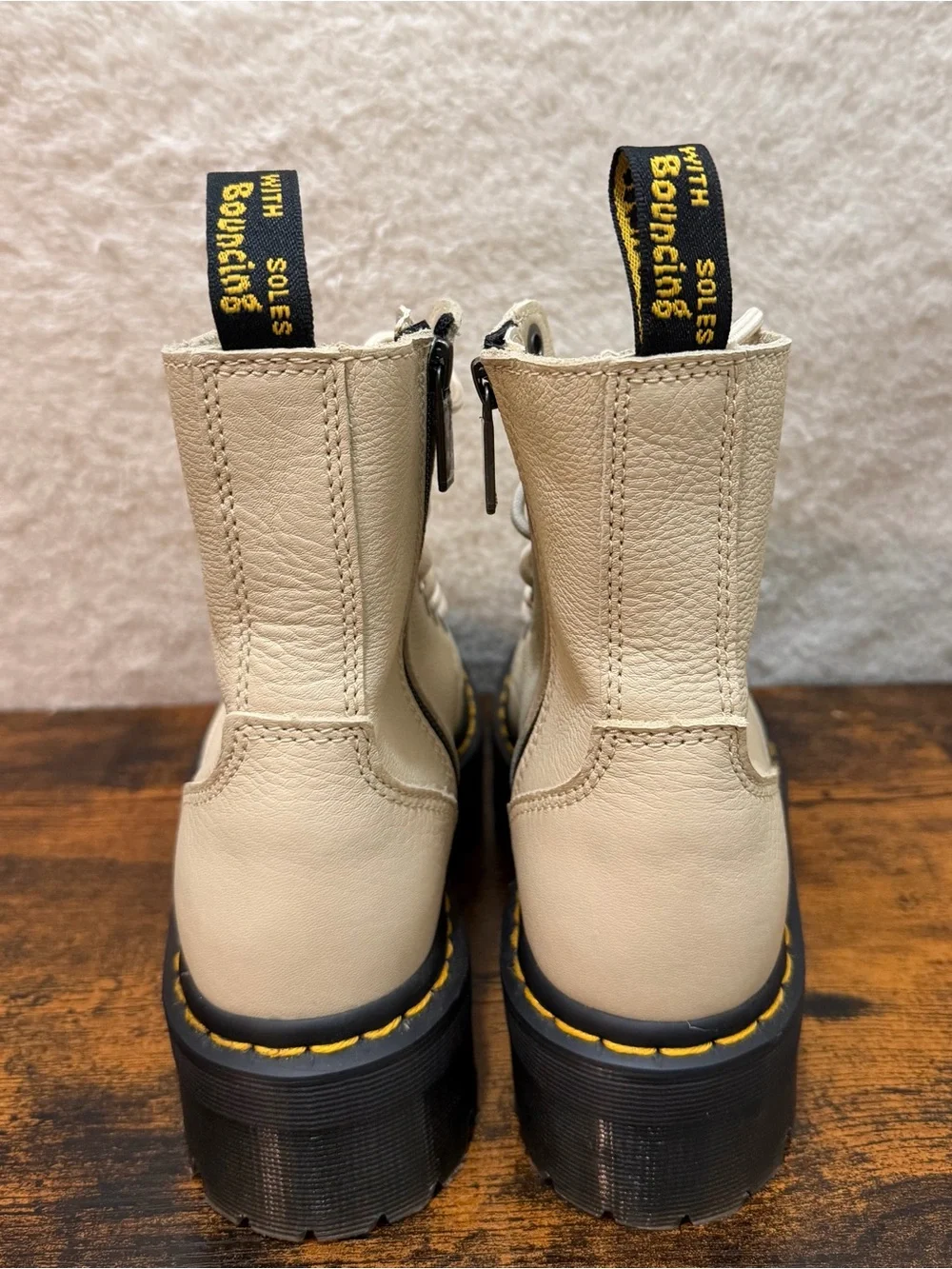 Dr Martens Boots Womens 6 Jadon III Pisa Leather Platform Combat Beige Grunge